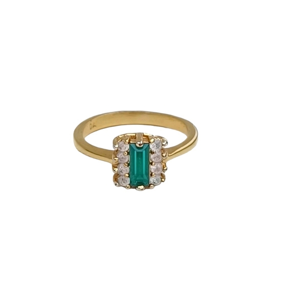 DAC Emerald and CZ Gold Ring - Picture 3 of 11